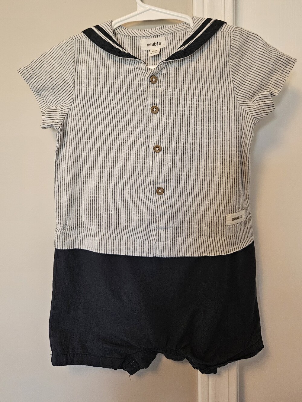 NEWBIE Navy & White Striped Sailor Romper - Kids